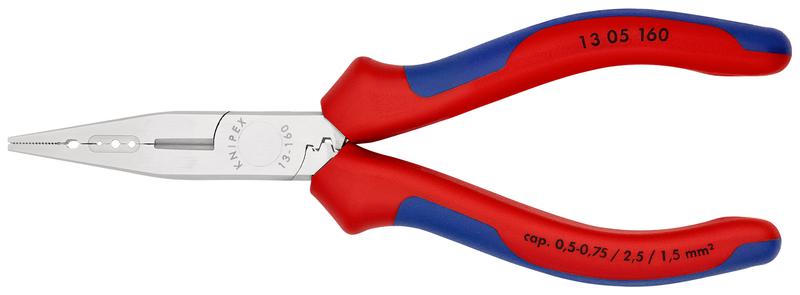 Плоскогубцы электрика для монтажа проводов L-160мм хром. Knipex KN-1305160