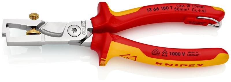 Стриппер-кабелерез VDE 2в1 для ож/мж/тонкожильного кабеля L180 хром. Knipex KN-1366180T