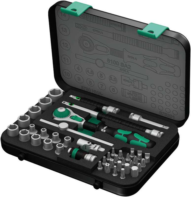 Набор 1/4дюйм головок и 1/4дюйм бит с трещоткой 8100 SA 2 Zyklop Speed 42 предмета Wera WE-003533