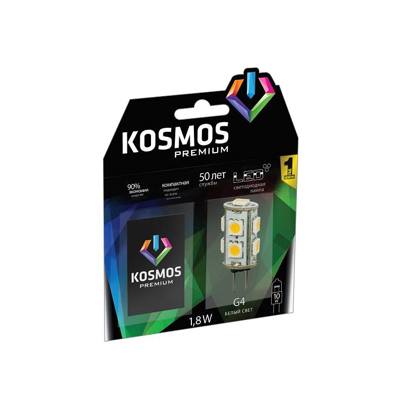 Лампа светодиодная KOSMOS premium 1.8Вт JC G4 12В 4500К Космос KLED1.8wJCG412v4500