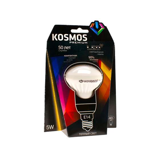 Лампа светодиодная KOSMOS premium 5Вт REFLECTOR 50мм E14 230В 3000К Космос KLED5wR50230vE1427