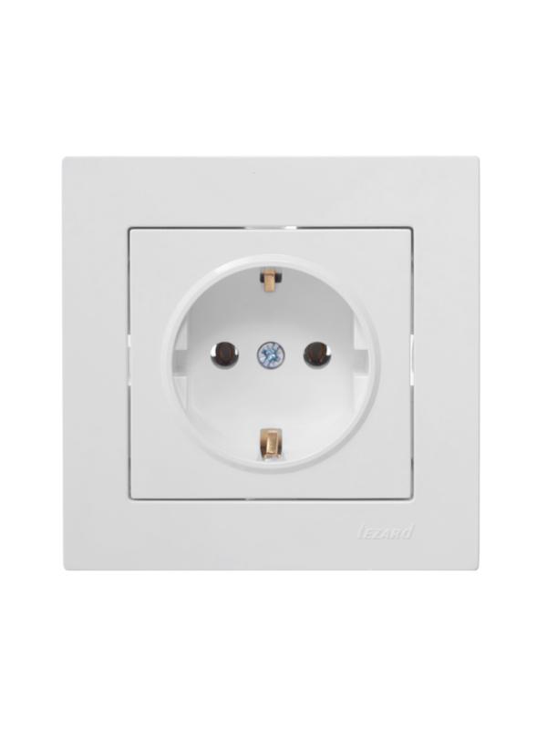 Розетка 1-м СП Vesna с заземл. ПБТ механизм бел. LEZARD 742-0288-122B