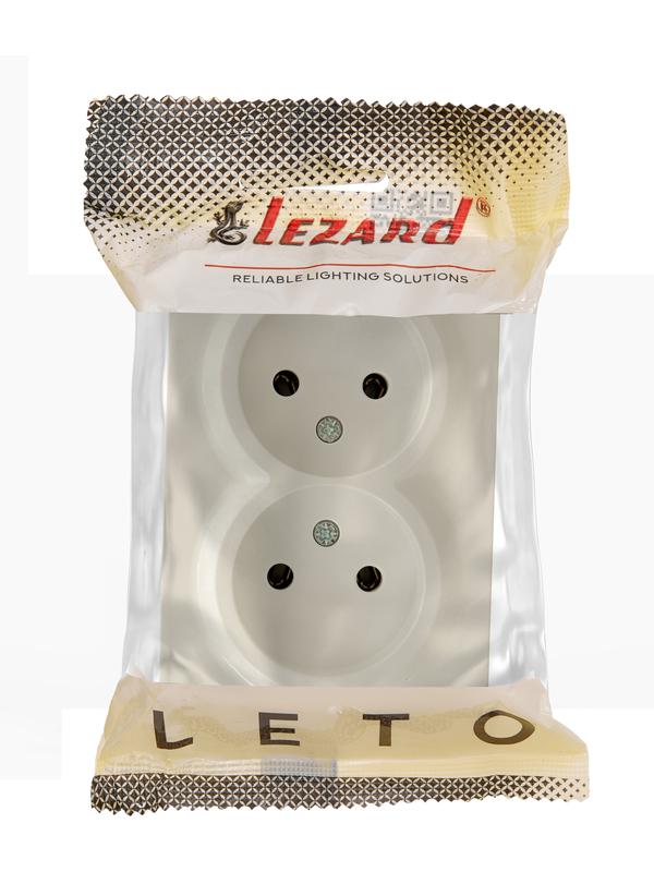 Розетка 2-м ОП LETO без заземл. закрытый корпус ПБТ крем LEZARD 752-0300-128B