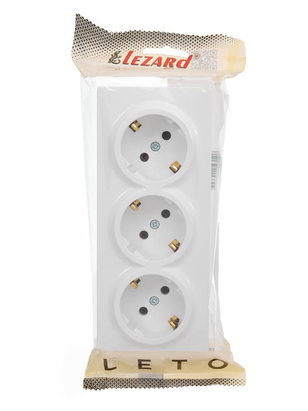 Розетка 3-мест. с заземл. LETO закрытый корпус ПБТ бел. LEZARD 752-0200-127BUP