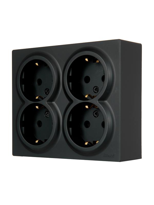 Розетка 4-мест. с заземл. LETO закрытый корпус ПБТ черн. бархат LEZARD 752-4200-127BDP