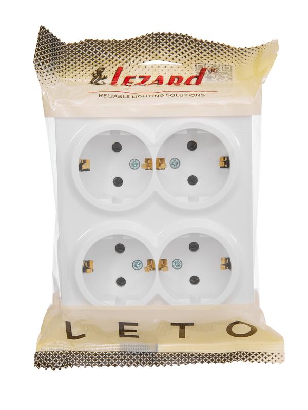 Розетка 4-мест. с заземл. LETO закрытый корпус ПБТ бел. LEZARD 752-0200-127BDP