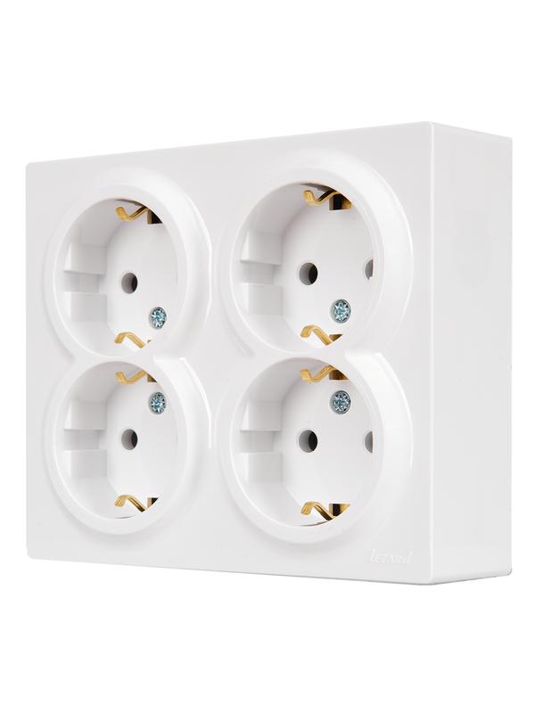 Розетка 4-мест. с заземл. LETO закрытый корпус ПБТ бел. LEZARD 752-0200-127BDP