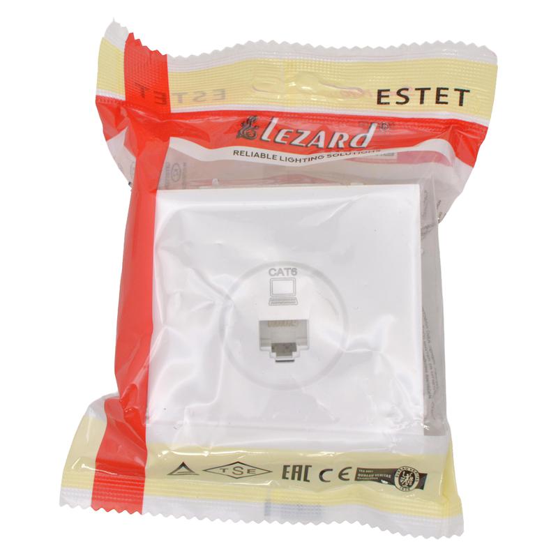 Розетка компьютерная 1-м СП ESTET IP20 кат.6 механизм бел. LEZARD 745-0288-140