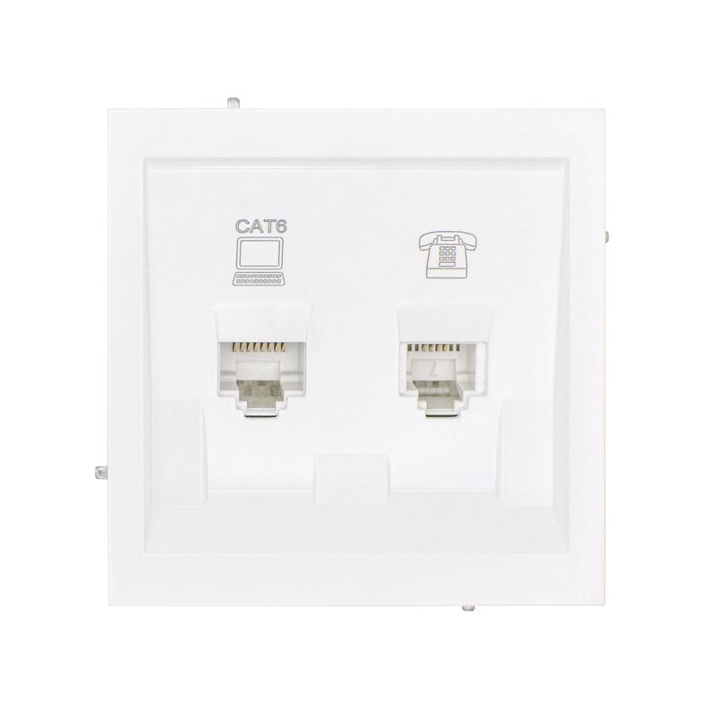 Розетка 2-м ESTET IP20 RJ45 + RG11 с модулем кат.6 механизм бел. LEZARD 745-0288-144