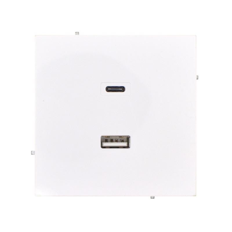 Розетка USB 2-м СП ESTET IP20 USB type A + type C механизм бел. LEZARD 745-0288-192TC