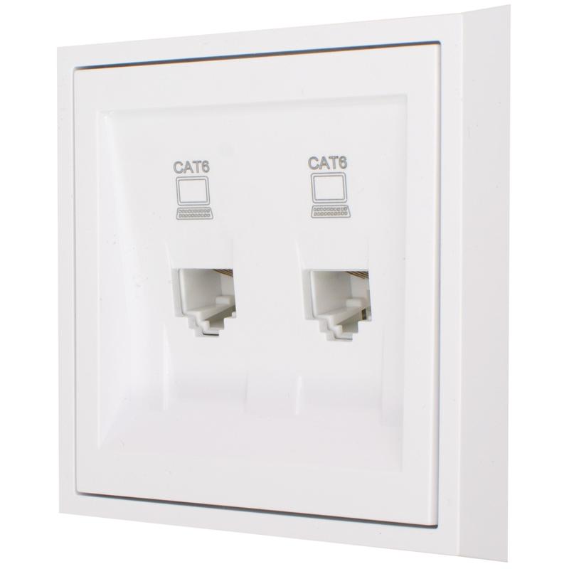 Розетка компьютерная 2-м СП ESTET IP20 RJ45 + RJ45 с модулем кат.6 механизм бел. LEZARD 745-0288-142