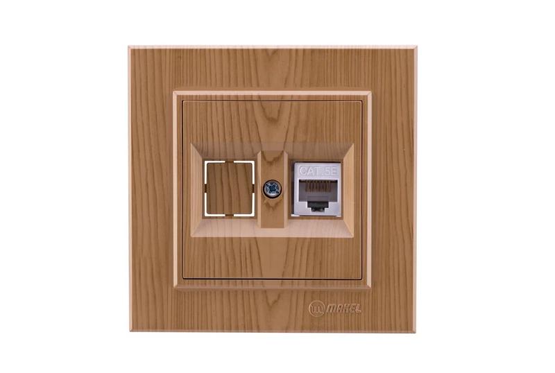 Розетка компьютерная+гнездо СП Karea 16А IP20 CAT 5 дуб Makel 56101035