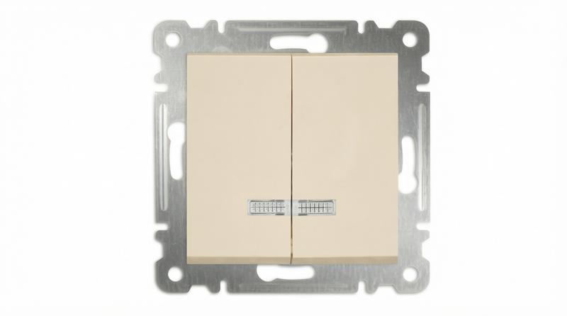 Выключатель 2-кл. СП Karea 10А IP20 с подсветкой механизм крем. Makel 57010023