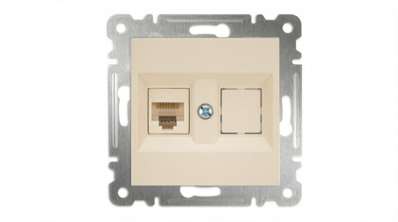Розетка компьютерная 2-м СП Karea 16А IP20 RJ45 кат.5 механизм крем. Makel 57010035
