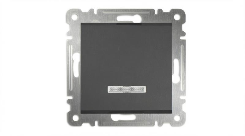 Выключатель 1-кл. СП Karea 10А IP20 с подсветкой механизм дым. металлик Makel 57050021