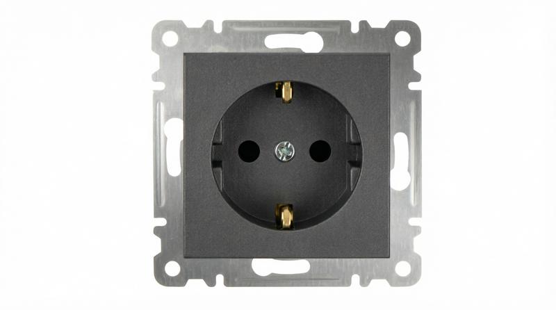 Розетка 1-м СП Karea 16А IP20 с заземл. механизм дым. металлик Makel 57050028