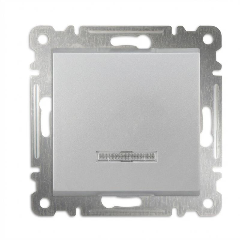 Выключатель 1-кл. СП Karea 10А IP20 с подсветкой механизм серебр. Makel 57065021