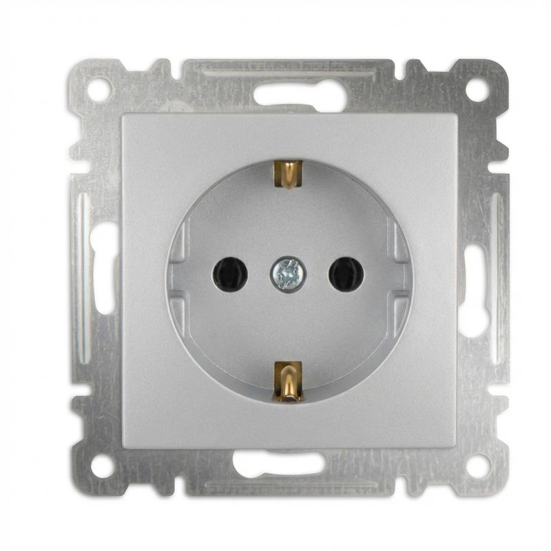 Розетка 1-м СП Karea 16А IP20 с заземл. механизм серебр. Makel 57065028
