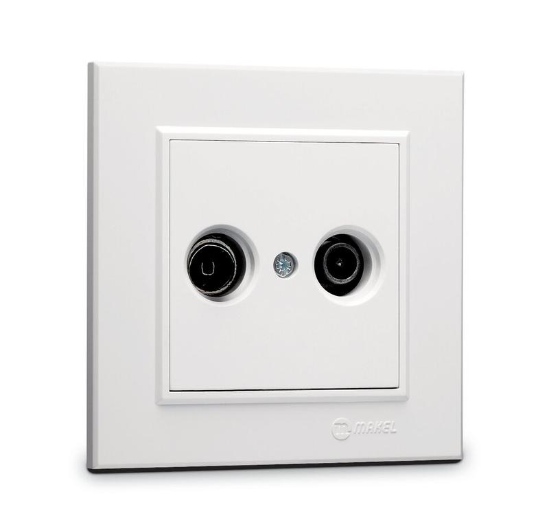 Розетка телевизионная проходная TV/R СП Karea IP20 7дБ бел. Makel 56001060