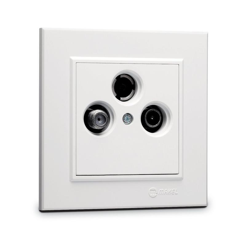 Розетка телевизионная проходная TV/R/SAT СП Karea IP20 4дБ бел. Makel 56001067