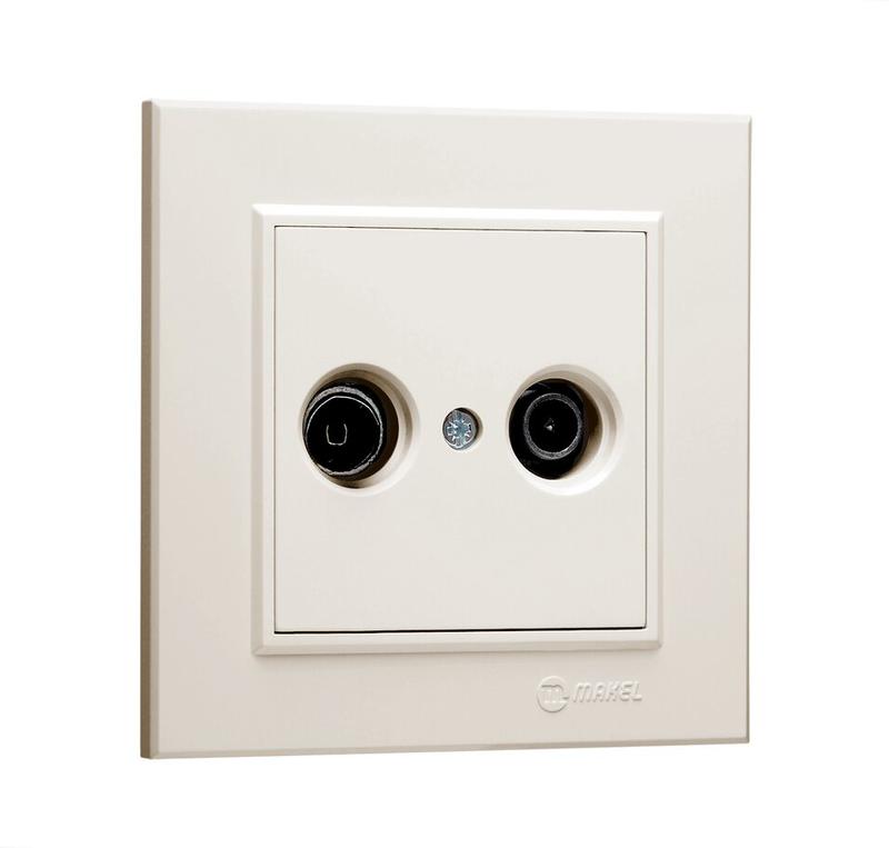 Розетка телевизионная оконечная TV/R СП Karea IP20 1.5дБ крем. Makel 56010065