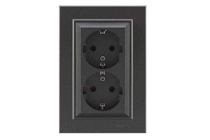 Розетка 2-я с/з СП (Новый дизайн) Karea 16А IP20 дым. Makel 56050057