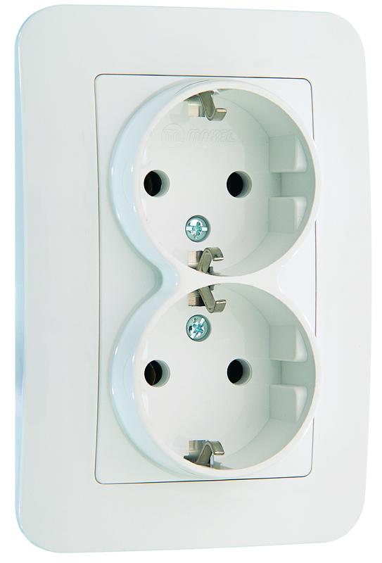 Розетка 2-м СП Lillium N 10А с заземл. бел. Makel 55082