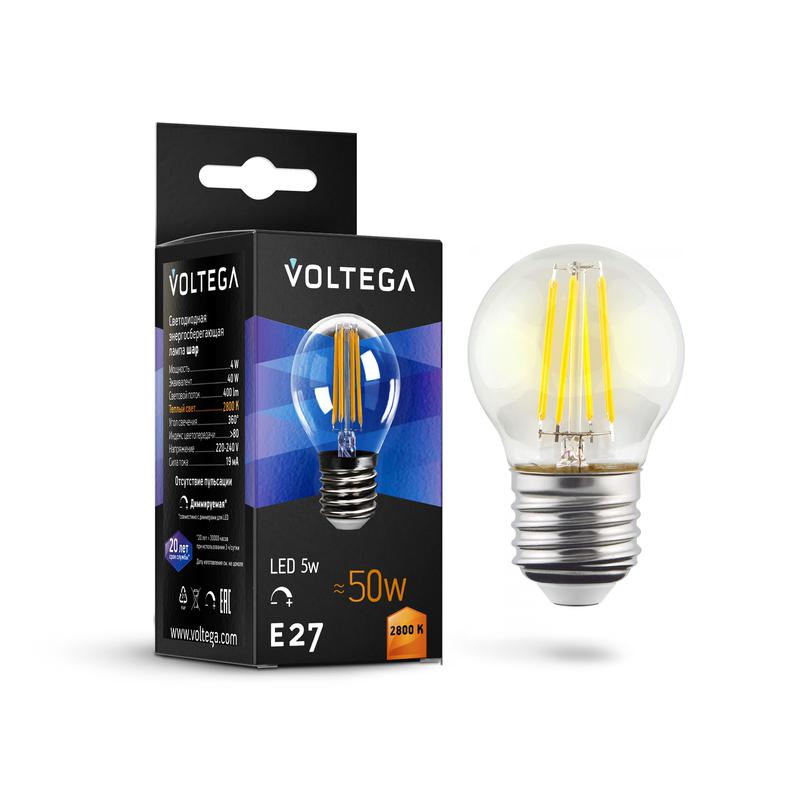 Лампа светодиодная Crystal Globe 5Вт 2800К E27 DIM Voltega 8466