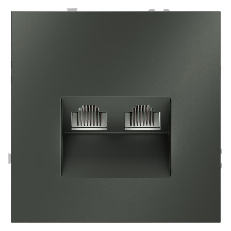 Розетка компьютерная 2-м СП S70 RJ45 + RJ45 кат.6 механизм титан Voltum VLS060206