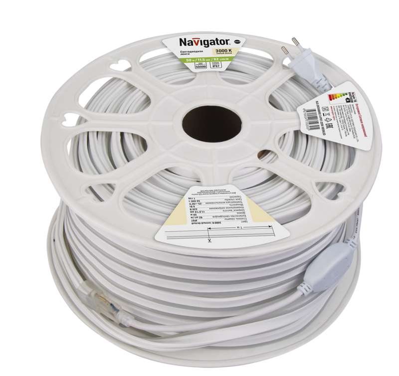 Лента светодиодная 71 930 NLS-2835WW92-9-IP67-220V-NEONLED 9Вт/м (уп.50м) Navigator 71930