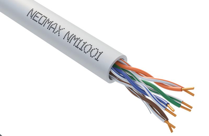 Кабель витая пара U/UTP кат.5E 4х2х25AWG (0.45мм) solid CU PVC сер. (NM11001) (уп.305м) NEOMAX 1194735
