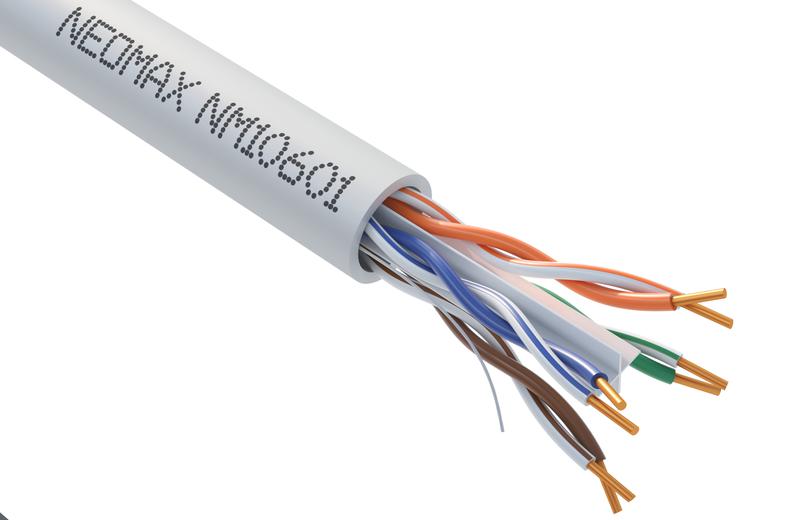 Кабель витая пара U/UTP кат.6 4х2х23AWG (0.57мм) solid CU PVC сер. (NM10601) (уп.305м) NEOMAX 160631