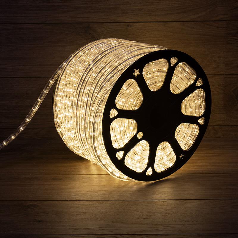 Шнур светодиодный Дюралайт 13мм 36LED/м тепл. бел. 240Вт 220В IP65 кругл. постоян. свечение (уп.40м) Neon-Night 121-126