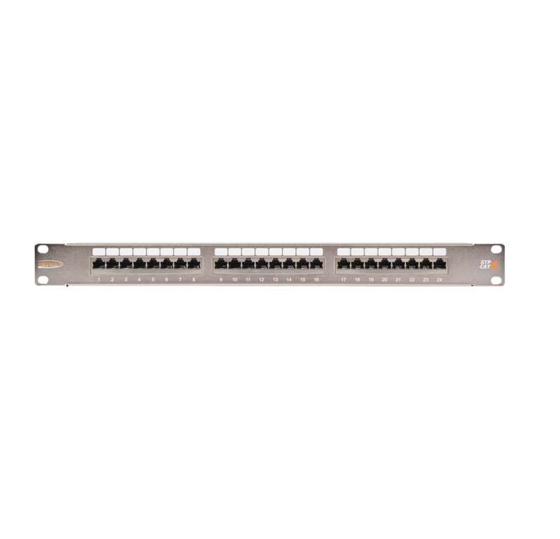 Патч-панель 19дюйм 1U 24 порта кат.6 (класс E) 250МГц RJ45/8P8C 110/KRONE T568A/B полный экран с органайзером метал. NIKOMAX NMC-RP24SE2-1U-MT