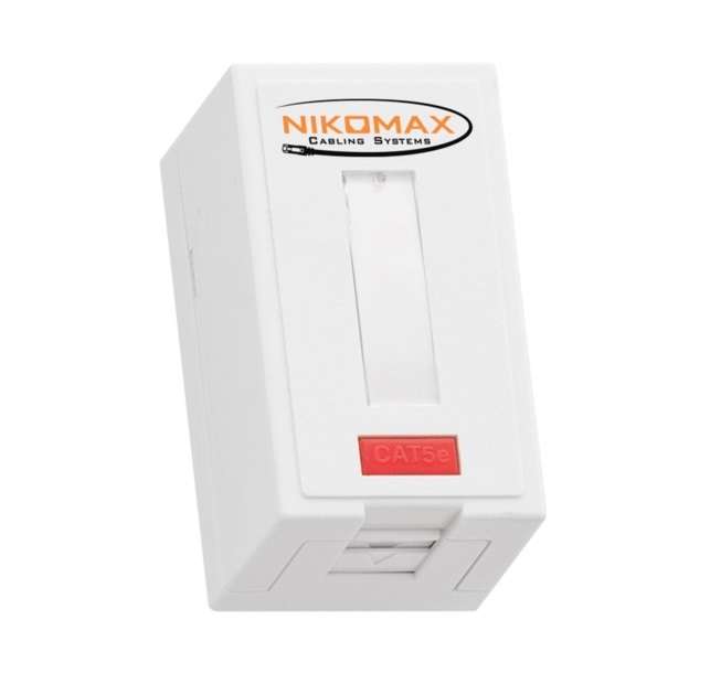 Розетка 1 порт кат.5E (класс D) 100МГц RJ45 (8P8C) FT-TOOL/110/KRONE T568A/B полный экран со шторкой бел. NIKOMAX NMC-WO1SD2-FT-ST-WT