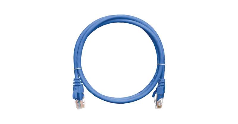 Патч-корд кат.5E (класс D) U/UTP 4 пары 24 AWG (7х0.205мм) 100МГц 2хRJ45 (8P8C) BC чистая медь LSZH нг(А)-HFLTx 0.5м син. NIKOMAX NMC-PC4UD55B-005-C-BL