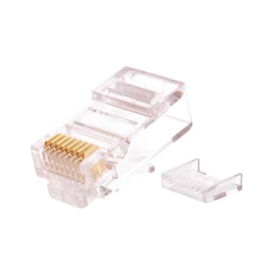 Коннектор RJ45 (8P8C) под витую пару кат.5E (класс D) неэкранир. 100МГц покрытие 50мкд универс. ножи со вставкой (уп.100шт) NIKOMAX NMC-RJ88RZ50UD2-100