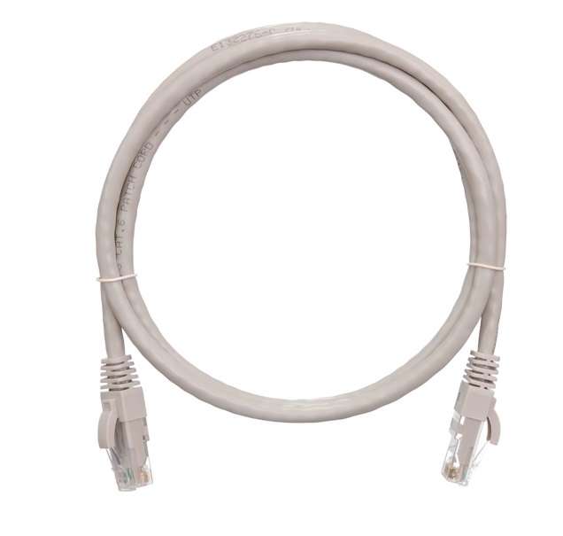 Шнур коммутационный U/UTP 4 пары кат.6 (класс E) 250МГц 2хRJ45/8P8C T568B заливной с защитой защелки мж BC (чистая медь) 24AWG (7х0.205мм) PVC нг(А) сер. 2м NIKOMAX NMC-PC4UE55B-020-GY