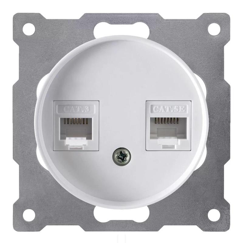 Розетка компьютерная + телефонная 2-м СП Florence RJ45 + RJ11 кат.5E механизм бел. (1E20801300) OneKeyElectro 2172771