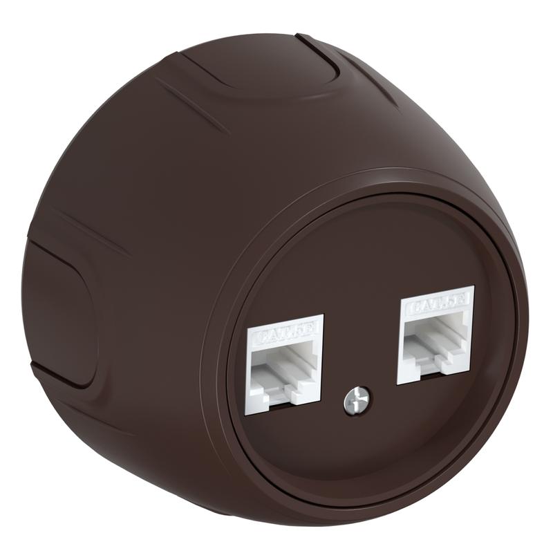 Розетка компьютерная 2-м RJ45 кат.5E Rotondo корич. OneKeyElectro 7700893