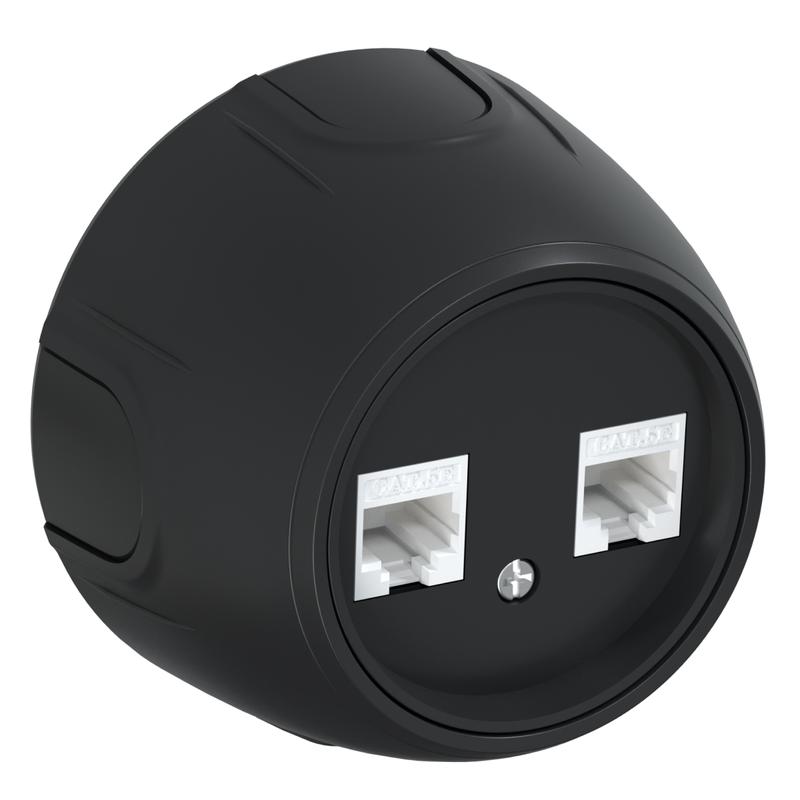 Розетка компьютерная 2-м RJ45 кат.5E Rotondo черн. OneKeyElectro 7700895