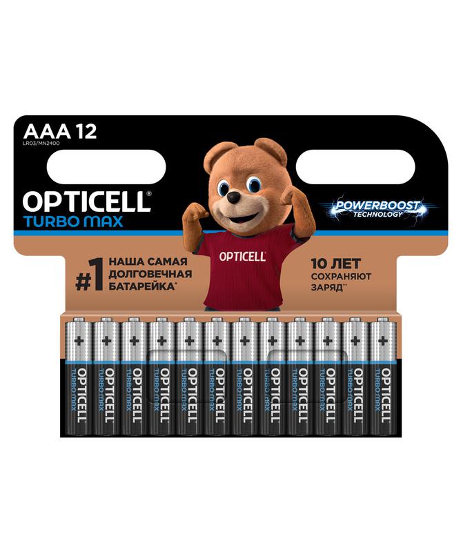 Элемент питания алкалиновый AAA/LR03 (блист. 12шт) Turbo Max Opticell 6053010