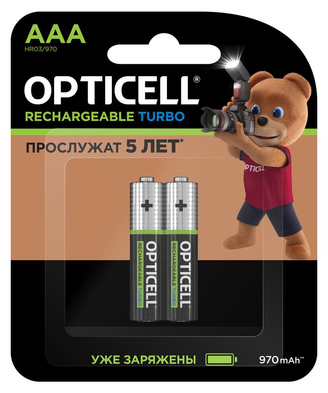 Аккумулятор AAA/HR03 1.2В 970мА.ч Ni-MH (блист.2шт) Turbo Opticell 6080003