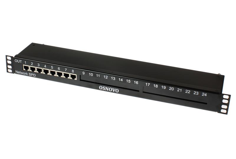 Устройство грозозащиты SP-IP8/1000R для локал. вычислит. сети (скорость до 1000Мбит/с) на 8 портов OSNOVO 14321