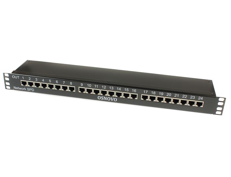 Устройство грозозащиты SP-IP24/100R для локал. вычислит. сети (скорость до 100Мбит/с) на 24 порта OSNOVO 14279