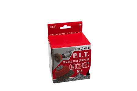 Кордщетка чашечная 60х0.3мм латунированная витая проволока резьба M14 P.I.T. APLS12-M060