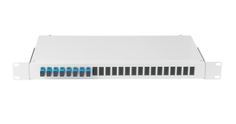 Кросс 19", Essential Line, 1U, укомплект. на 8 портов SC/UPC, SM 9/125 OS2, серый, полный комплект
