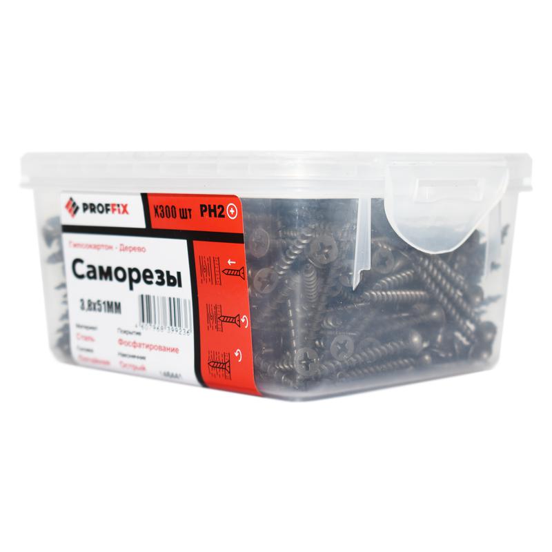 Саморез усиленный гипсокартон-дерево 3.8х51 (TWN) (контейнер) (уп.300шт) Tech-Krep PRO/Zitar 146441