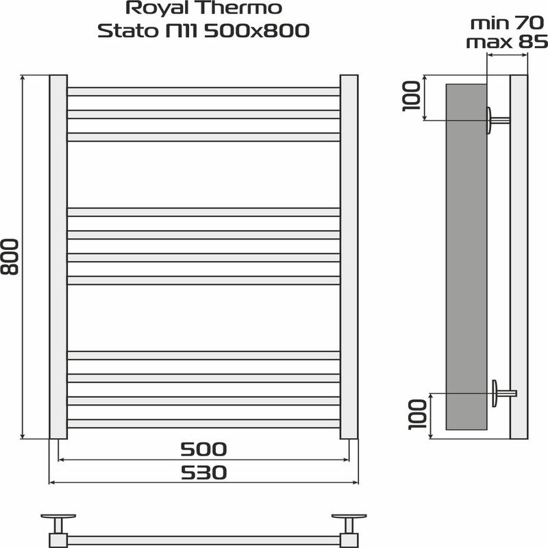 Полотенцесушитель Аора П6 450х650 электро с полкой new встроен. диммер Royal Thermo НС-1285076