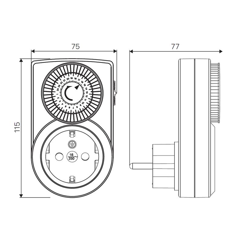 Таймер суточный мех. с заземл. 3.5кВт REV 67074 8